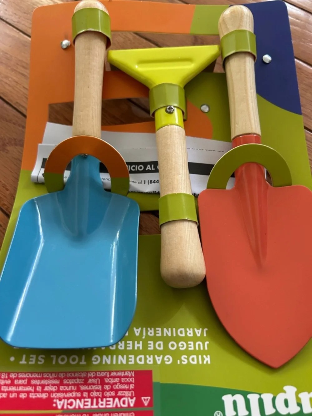 Lupilu Kids' 3-Piece Garden Tool Set NWT Wooden Handles Toy Shovel Rake